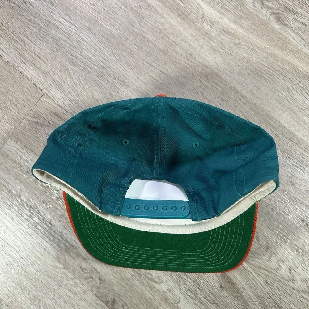 VTG Miami Dolphins Snapback Hat NFL Football Youngan Green Orange Bar Line Cap